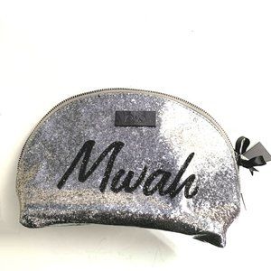 Jo&Jo Australia Bling Silver Glitter Zip Travel Make Cosmetic Up Bag